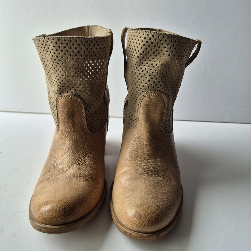 Joe Sanchez Tan Ankle Booties, Suede and Leather  Sz 38,western Cowgirl - Picture 3 of 16